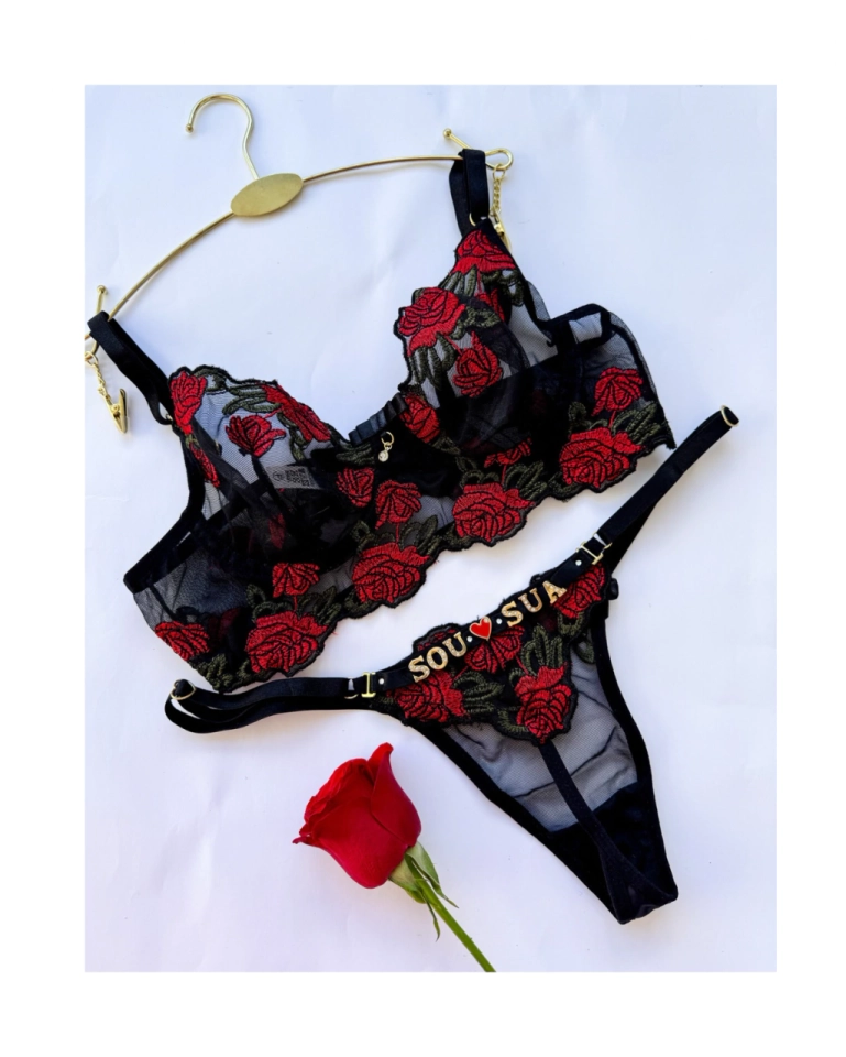 Conjunto Flor Vermelho/Preto - 1