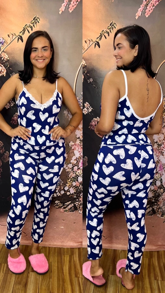 Pijama Alcinha Coração Azul - 1