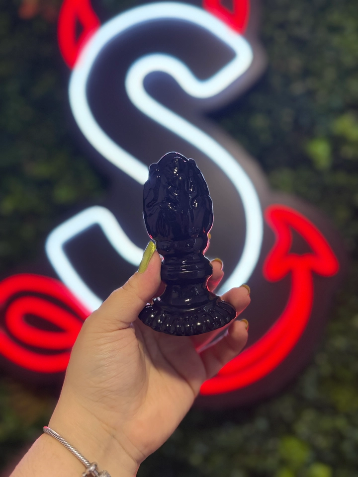 Plug Anal em Silicone com Textura 10,5x4cm Preto  - 1