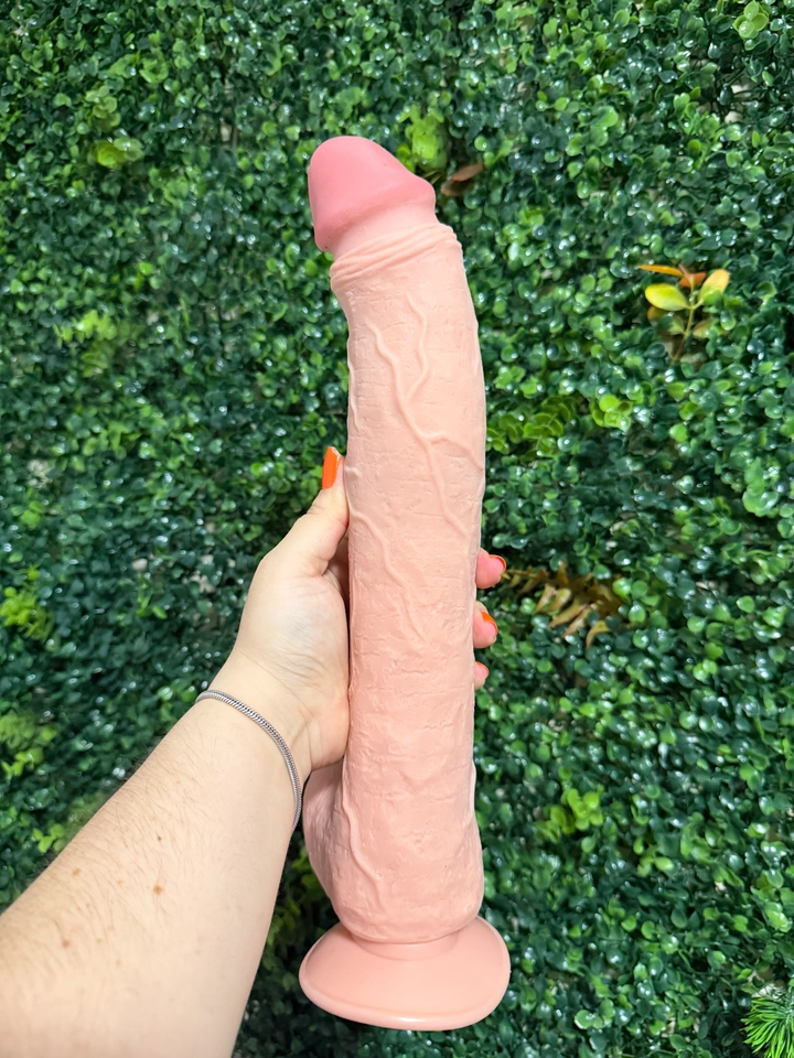 PÊNIS CIBERSKYN DUPLA CAMADA VENTOSA  33X5,9CM BEGE - imagem 2