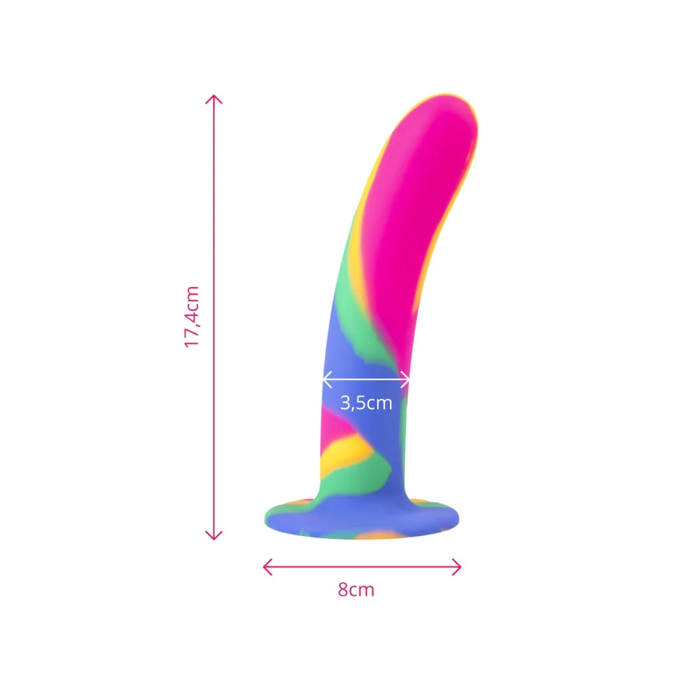 Dildo com Ventosa Go Play Rainbow - 17,4 cm x 3,5 cm - 3