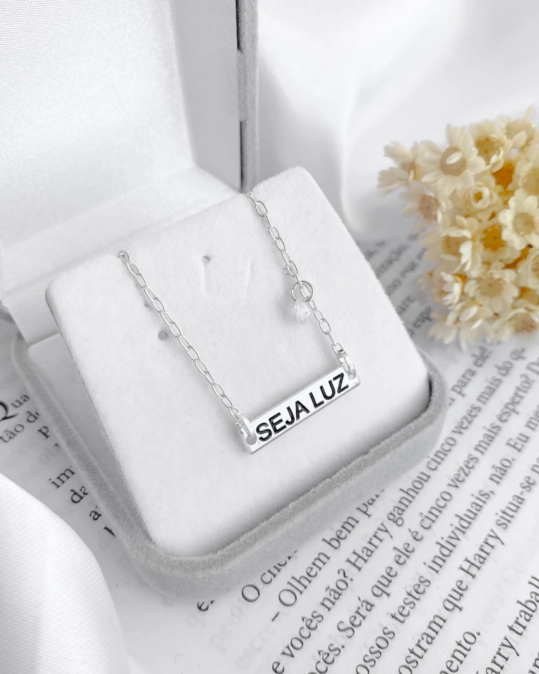 Pulseira Gravada “Seja Luz” Com Zircônia Prata 925 - imagem 2