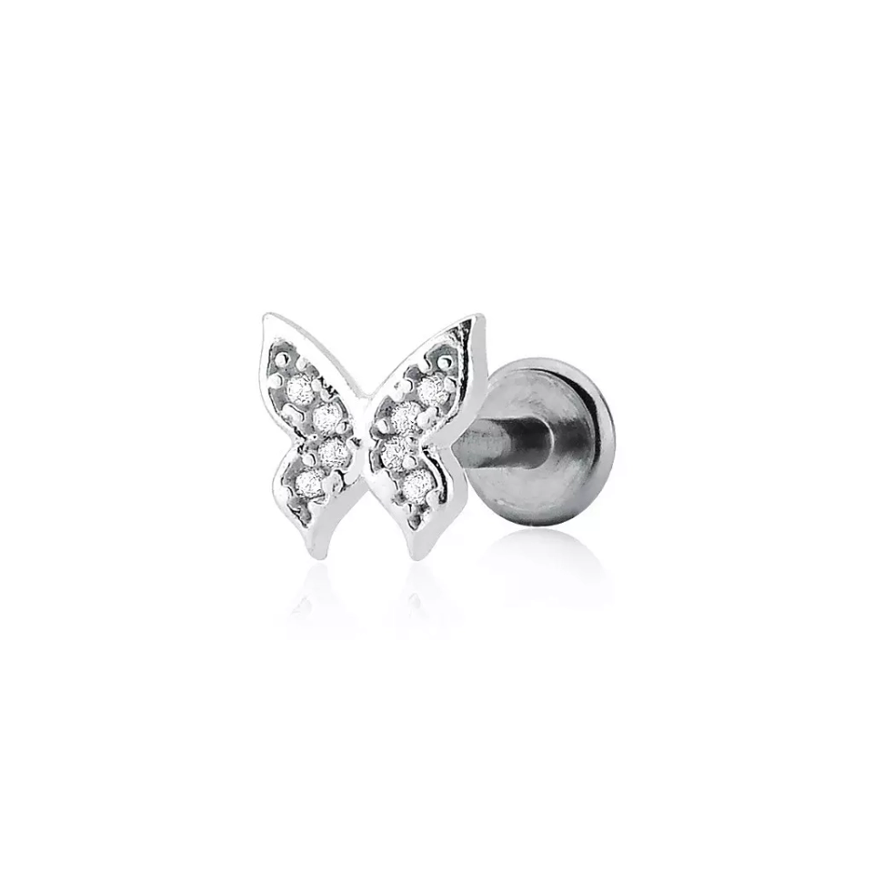 Piercing Borboleta Cravejada - Prata Legítima 925 - imagem 2
