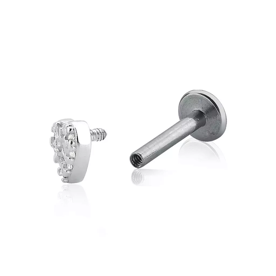 Piercing Coração Vazado Cravejado - Prata Legítima 925 - imagem 3