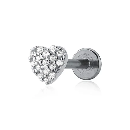 Piercing Coração Cravejado Prata 925 - imagem 2