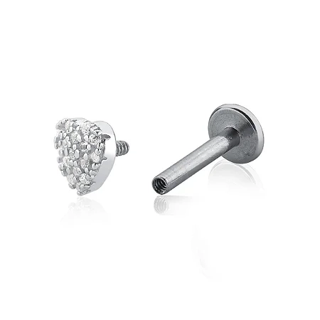 Piercing Coração Cravejado Prata 925 - imagem 3