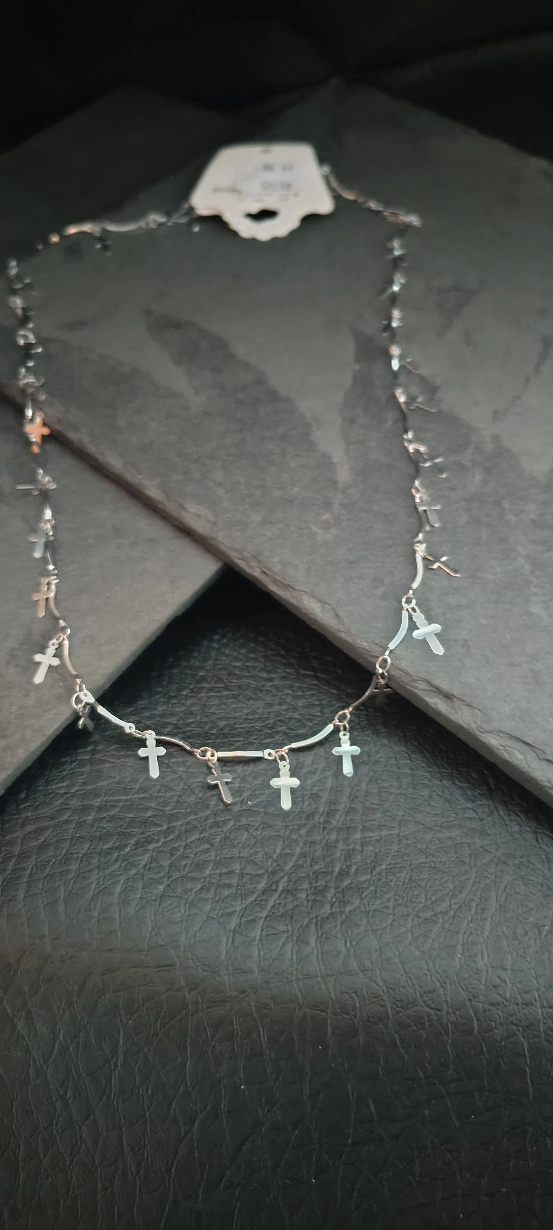 Choker 58cm Cruzinhas Prata - Colar Feminino Cruz Pendente Aço Inoxidável - Colar  Feminino Prata - 1