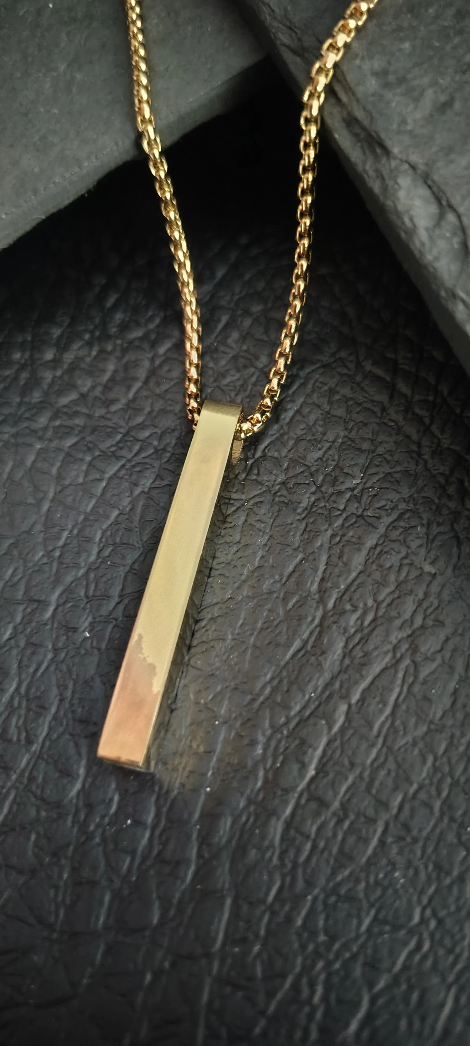 Colar Veneziana Fina 65cm + Pingente Palito 3,5cm Vertical - Aço Inoxidável Dourado - Minimalista SANSKULL Prime - 2