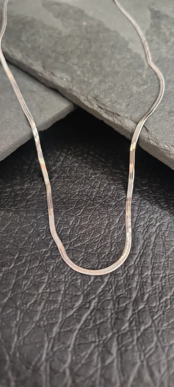 Choker Fita 42cm Prateada - Aço Inoxidável - Fininha Super Brilho - Gargantilha Minimalista Feminina SANSKULL Prime