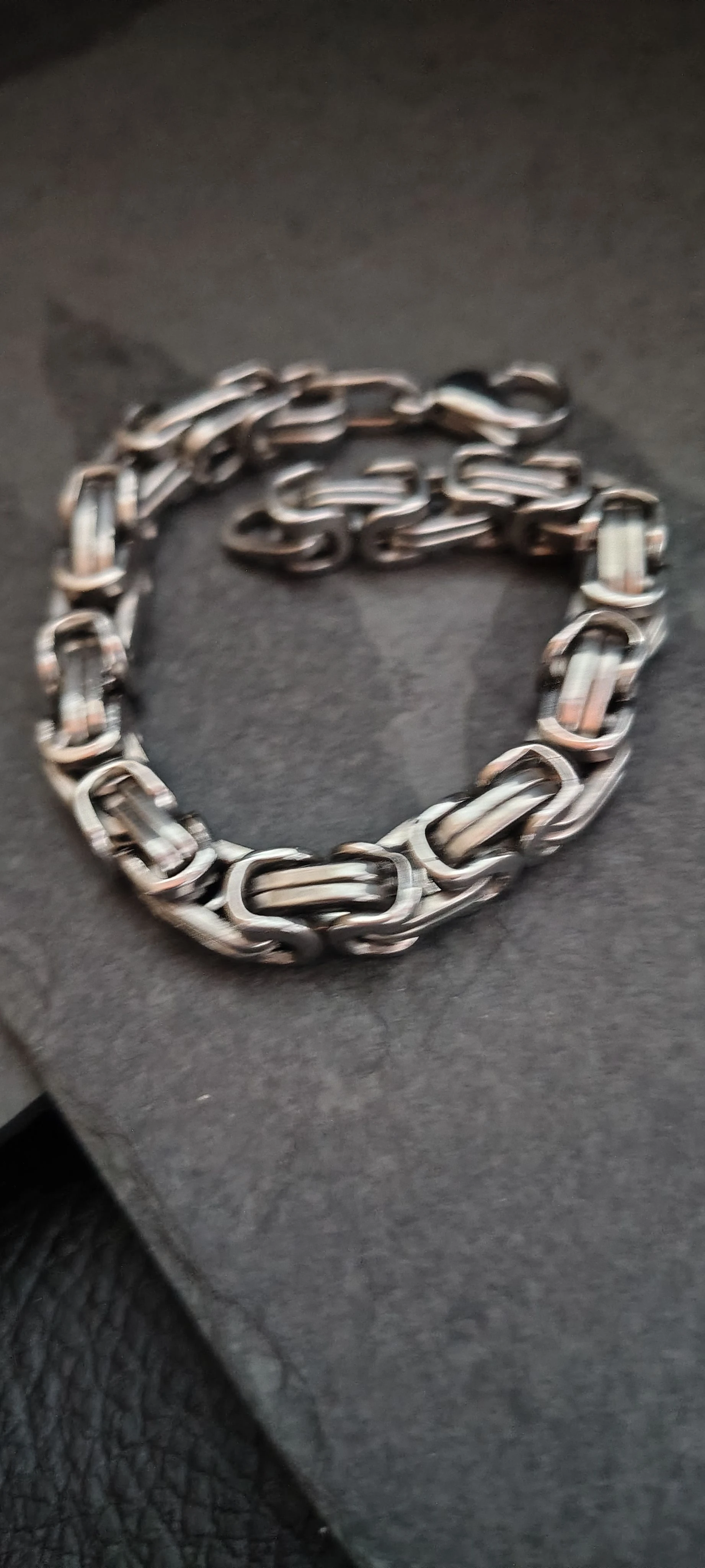 Pulseira Masculina Corrente Bizantina Prata - Elo Rei Grosso 19cm - Aço Inoxidável - SANSKULL - 2