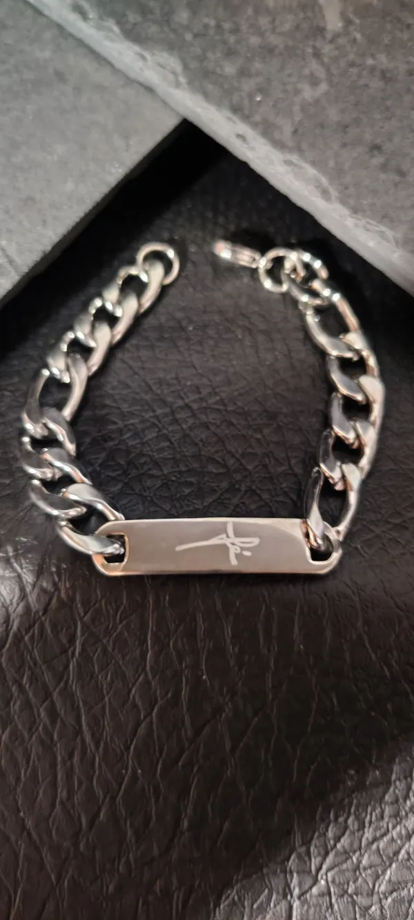 Pulseira Masculina Elo Cubano com Placa Fé 19cm - Aço Inoxidável Prata - SANSKULL
