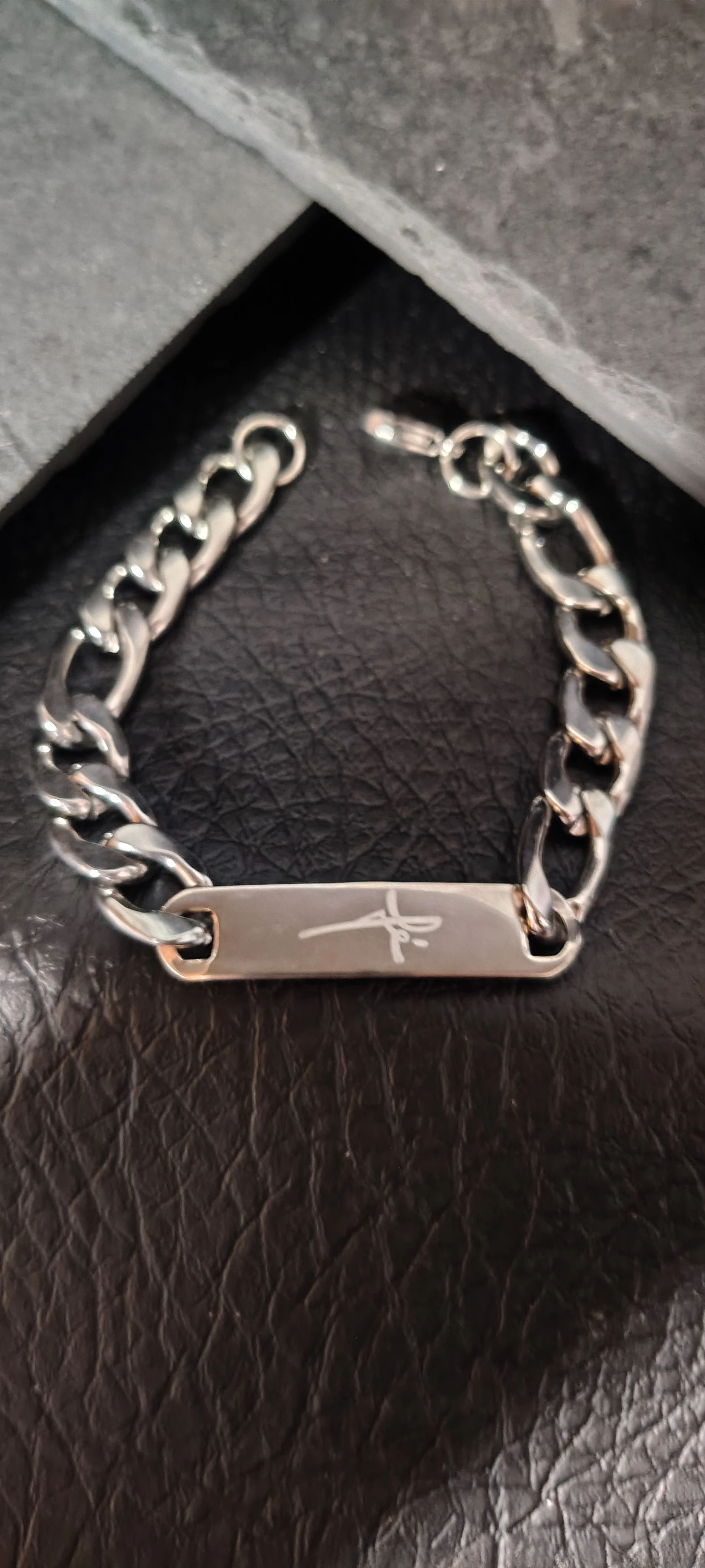 Pulseira Masculina Elo Cubano com Placa Fé 19cm - Aço Inoxidável Prata - SANSKULL - 1