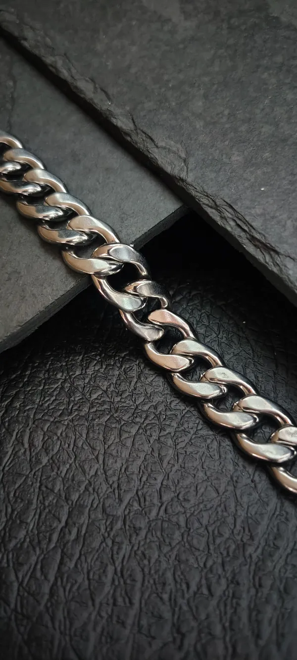 Pulseira Masculina Corrente Cubana Grossa 19cm - Elo Grumet Liso - Aço Inoxidável - SANSKULL - imagem 2
