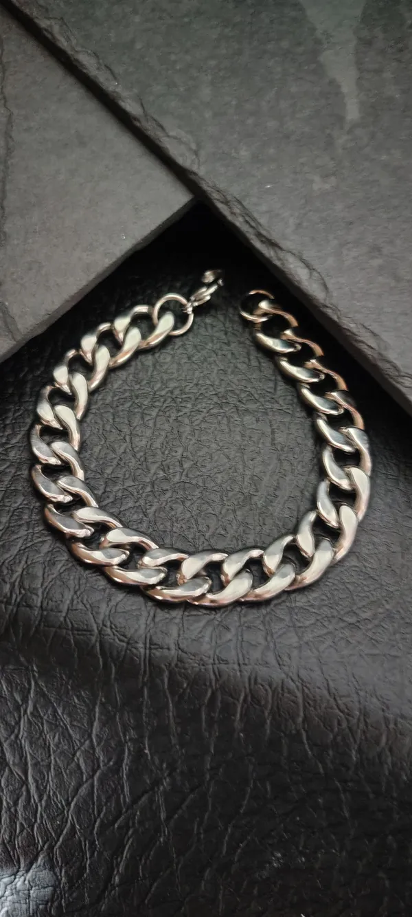 Pulseira Masculina Corrente Cubana Grossa 19cm - Elo Grumet Liso - Aço Inoxidável - SANSKULL