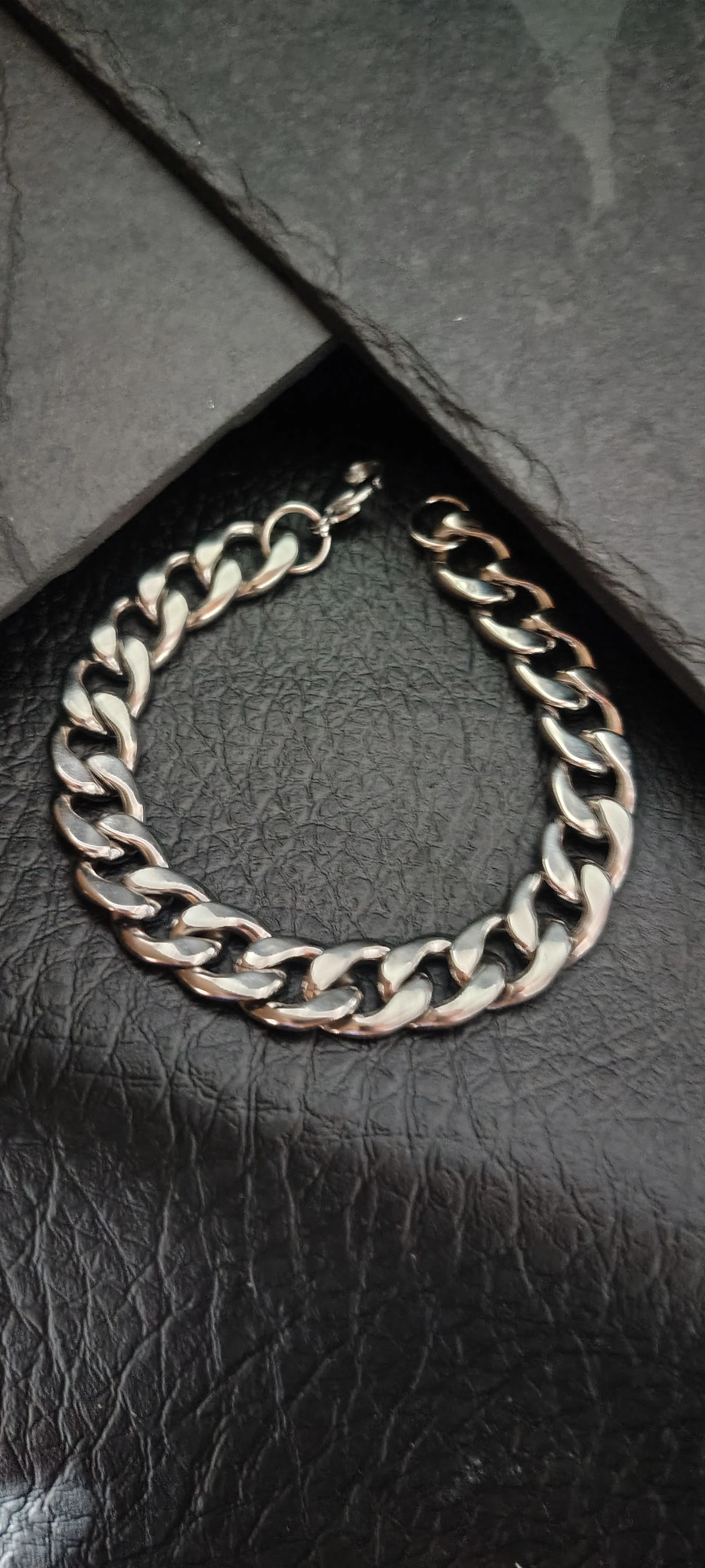 Pulseira Masculina Corrente Cubana Grossa 19cm - Elo Grumet Liso - Aço Inoxidável - SANSKULL - 1