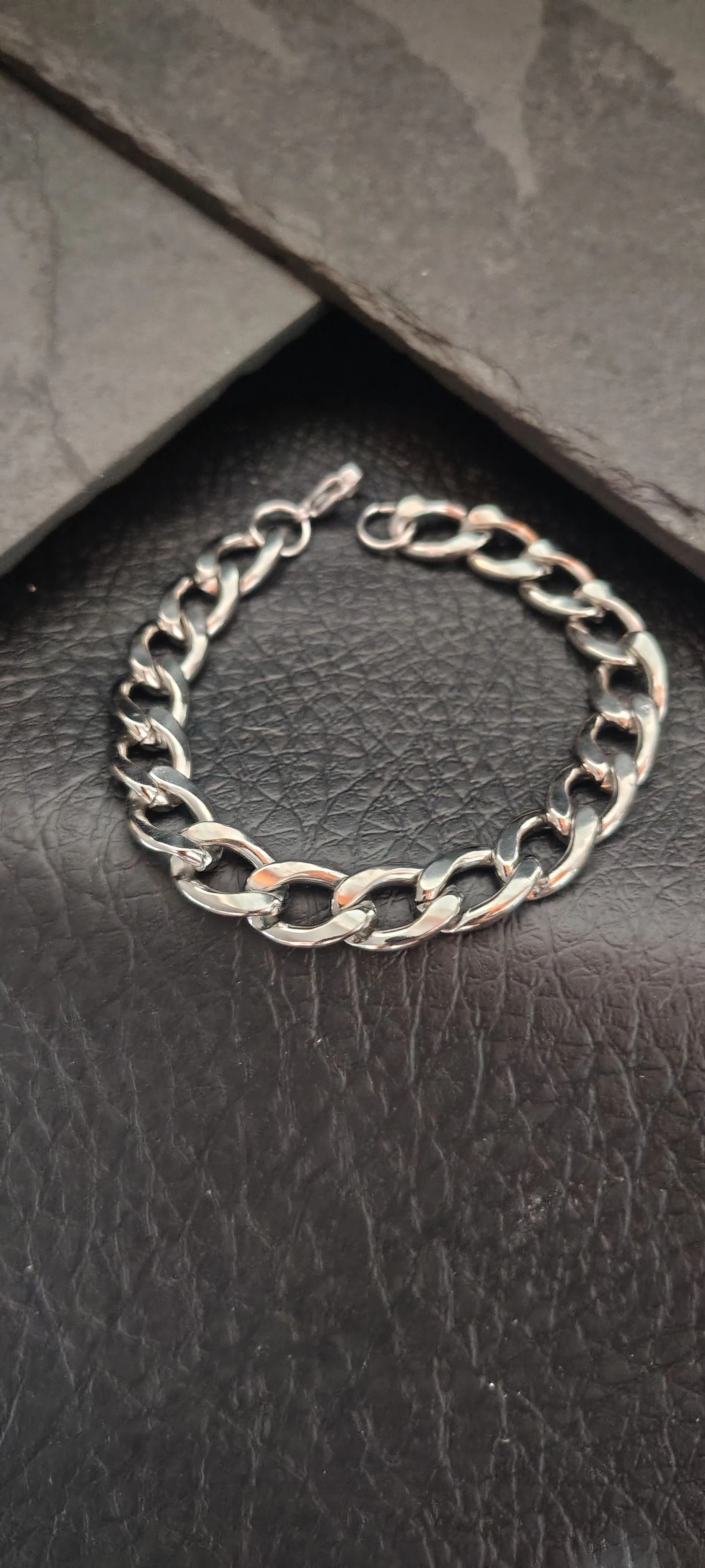 Pulseira Masculina Grumet 21cm - Corrente Cubana Elos Iguais - Aço Inoxidável Prata - SANSKULL - 1