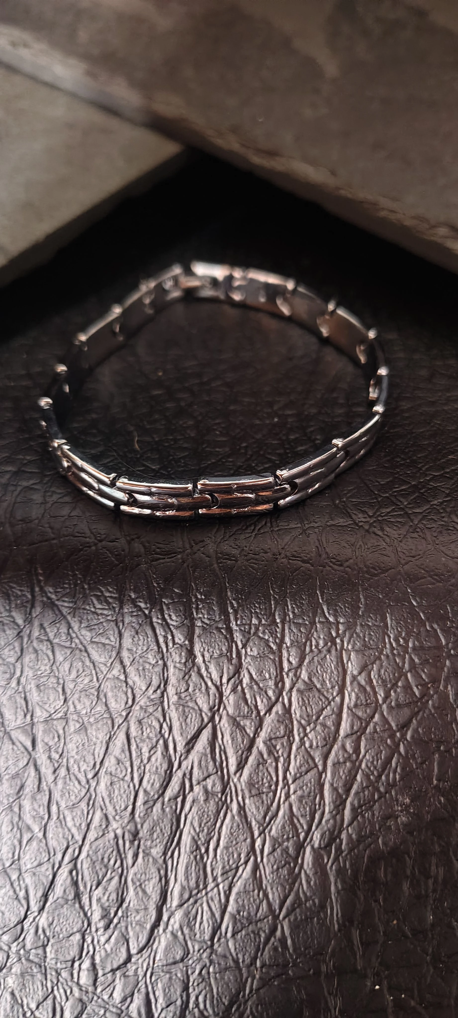 Pulseira Masculina Articulada Escama 18cm - Bracelete Rígido Plano Aço Inoxidável Prata - SANSKULL - 1