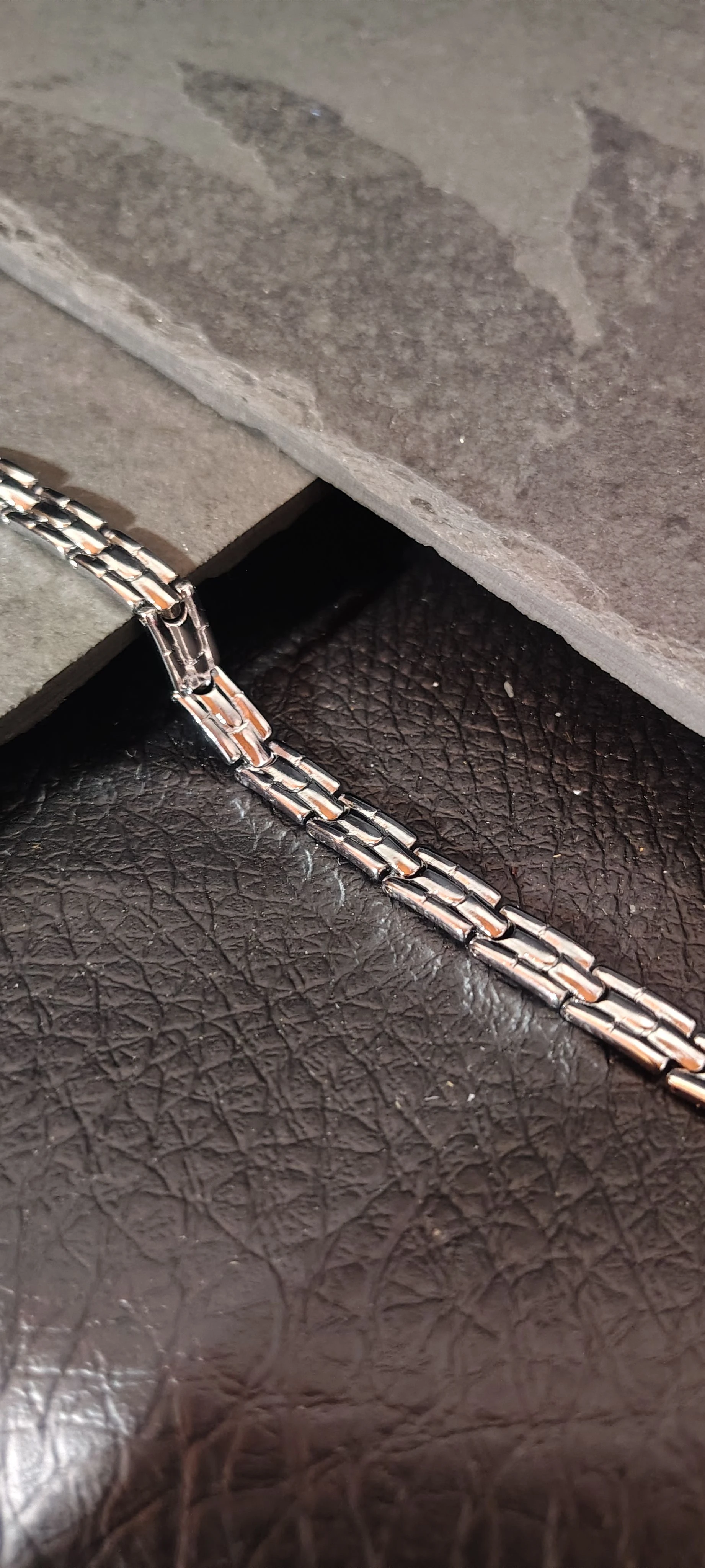 Pulseira Masculina Articulada Escama 18cm - Bracelete Rígido Plano Aço Inoxidável Prata - SANSKULL - 2