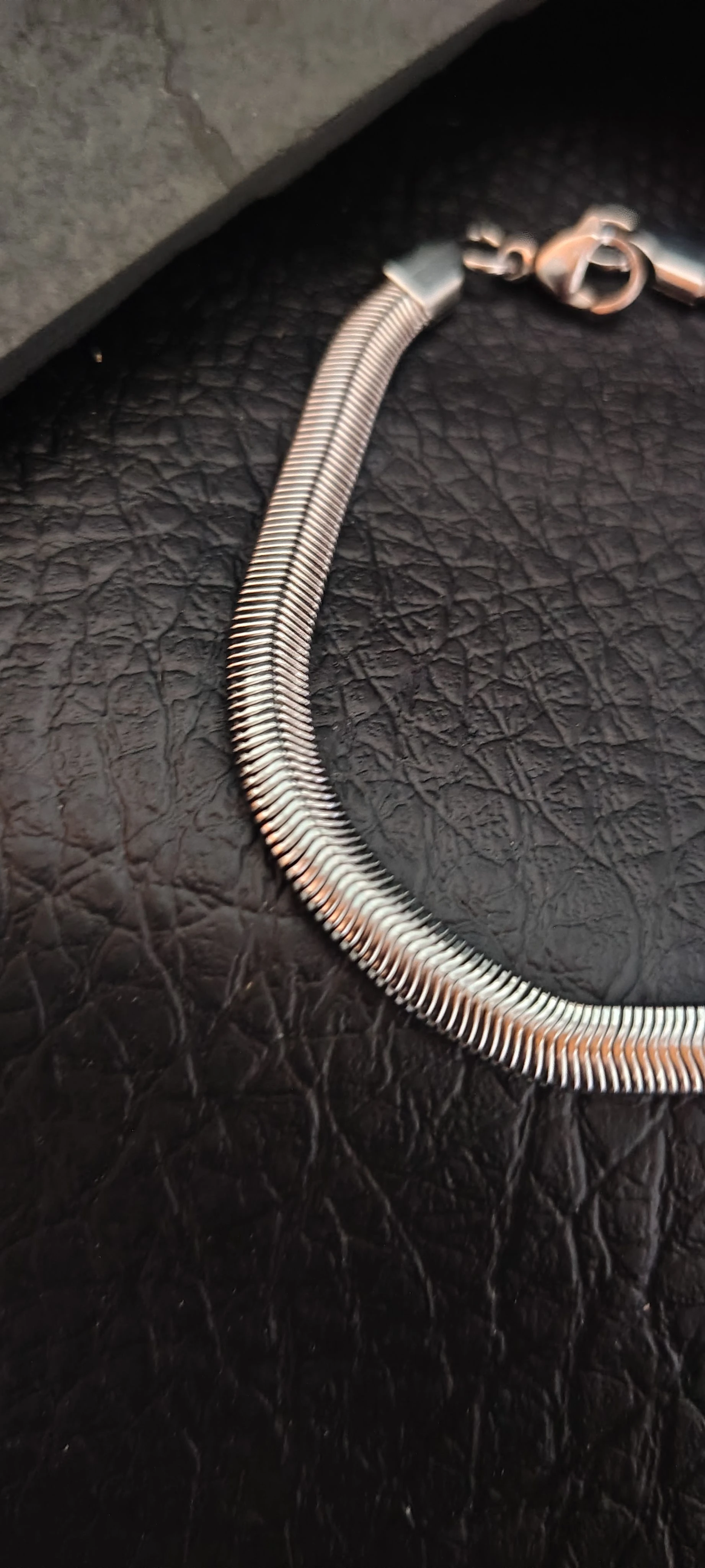 Pulseira Masculina Malha Snake Cobra 21cm - Corrente Plana Aço Inoxidável Prata - SANSKULL - 2