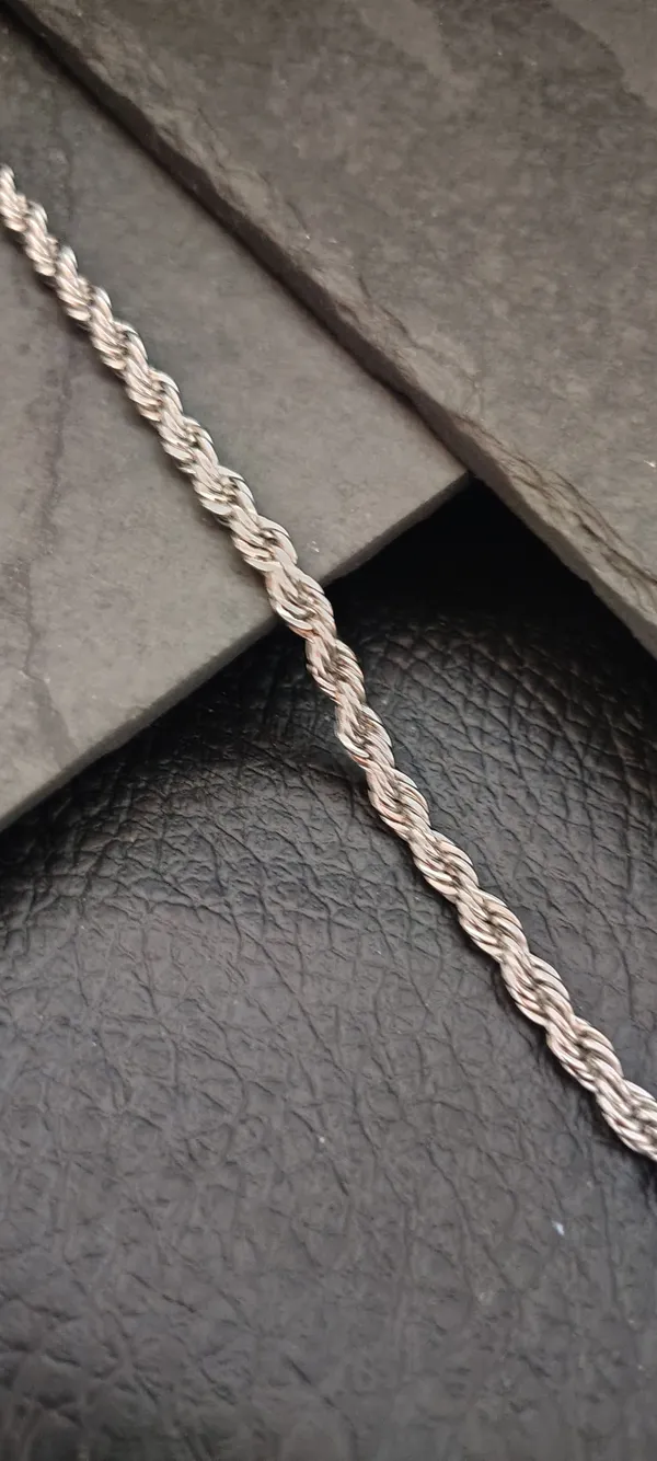 Pulseira Masculina Corda Torcida 21cm - Rope Prata Aço Inoxidável - SANSKULL - imagem 2