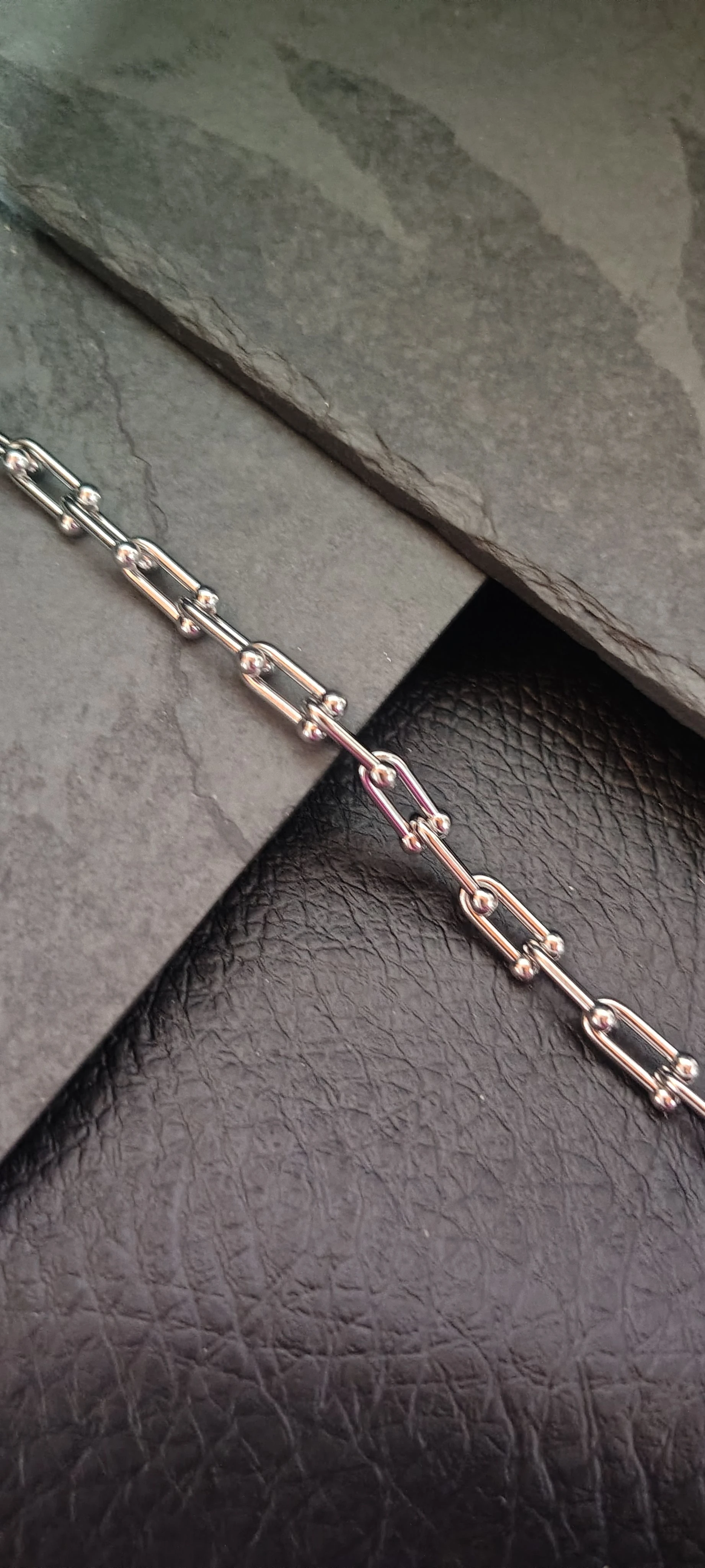Pulseira Feminina Inspiração Joalheria 18cm - Elos U Bolinha Prata - Aço Inoxidável - SANSKULL - 2