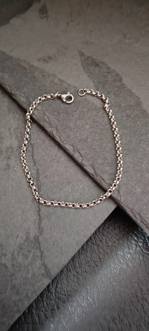 Pulseira Masculina Fina 21cm - Malha Rolo Veneziana Prata - Aço Inoxidável 316L - Minimalista - SANSKULL