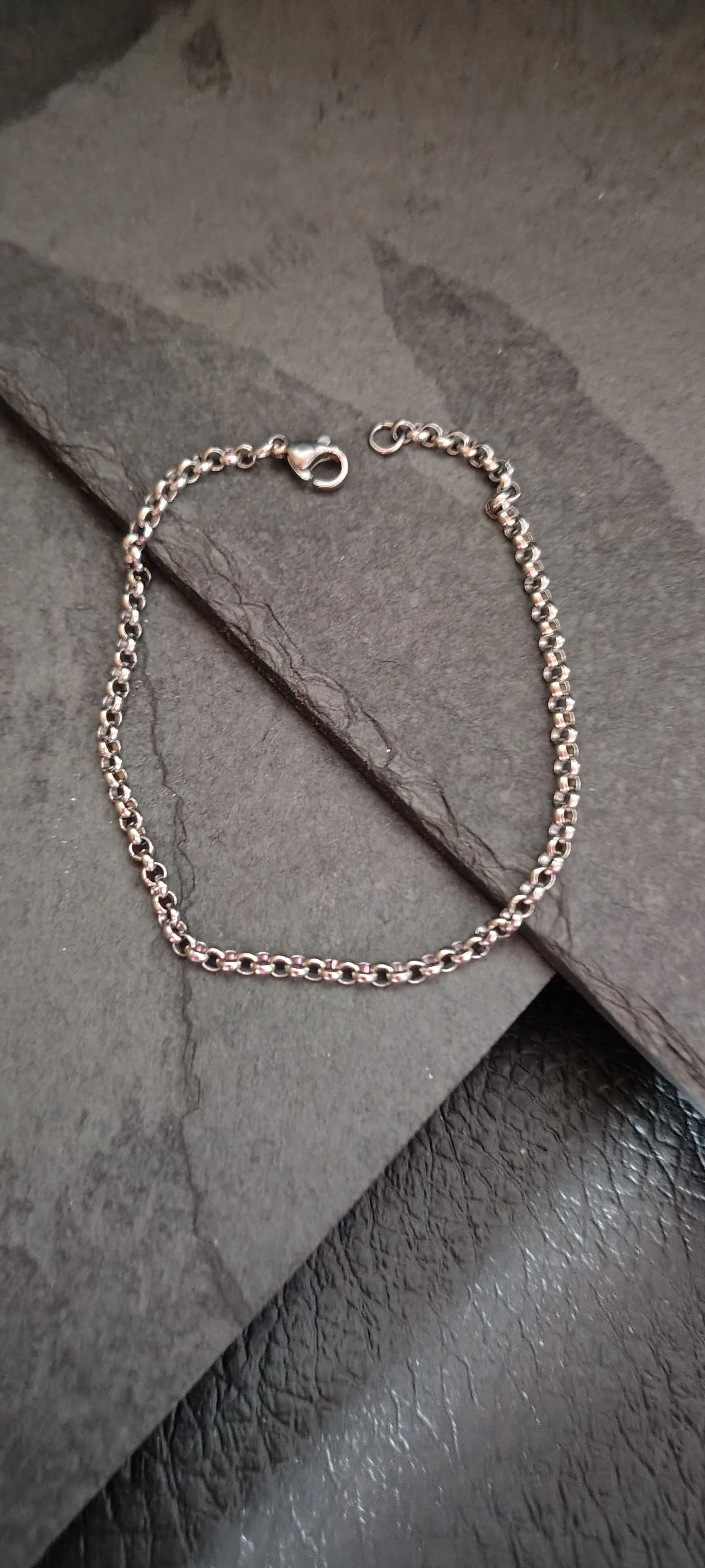 Pulseira Masculina Fina 21cm - Malha Rolo Veneziana Prata - Aço Inoxidável 316L - Minimalista - SANSKULL - 1