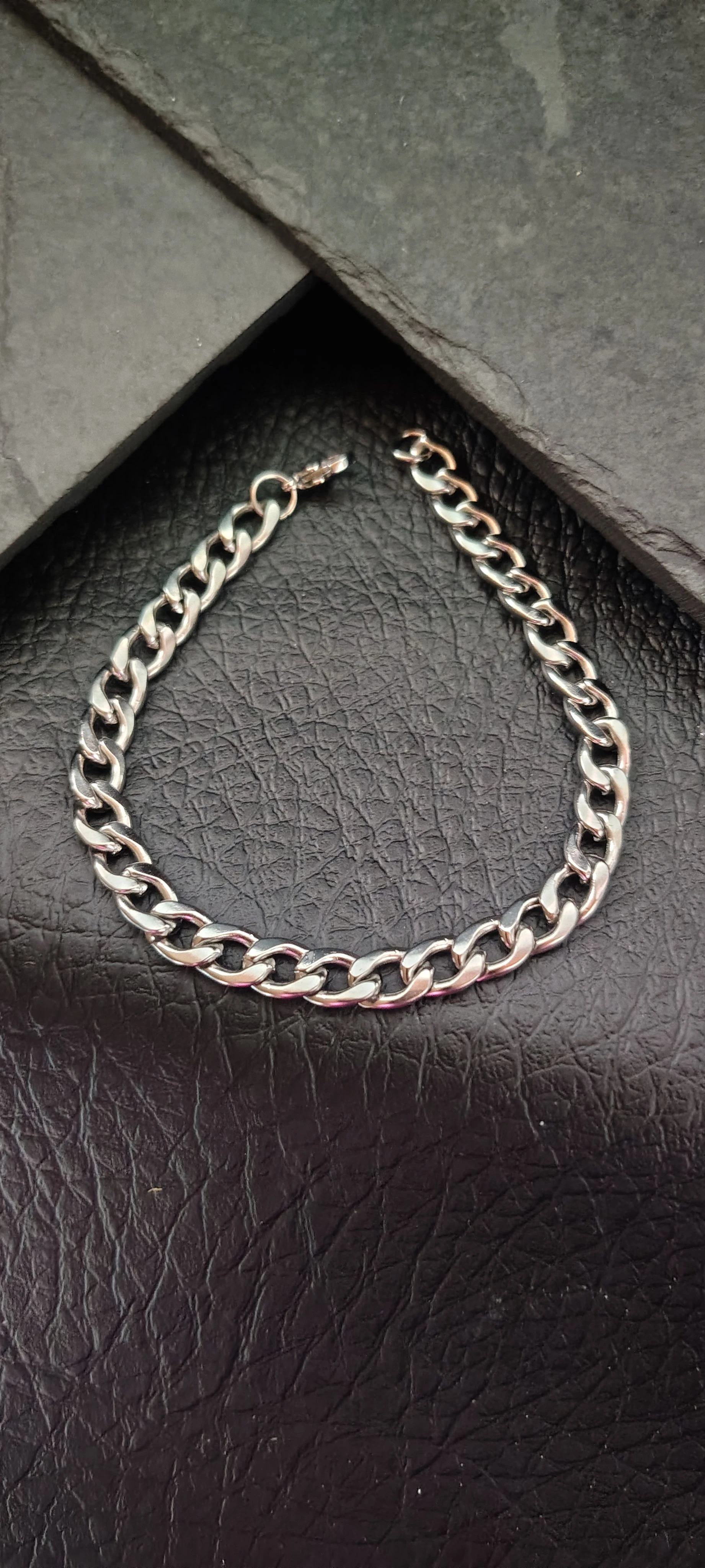 Pulseira Masculina Cuban 21cm 8mm Prata - Corrente Cubana  - Aço Inoxidável 316L - SANSKULL - 1