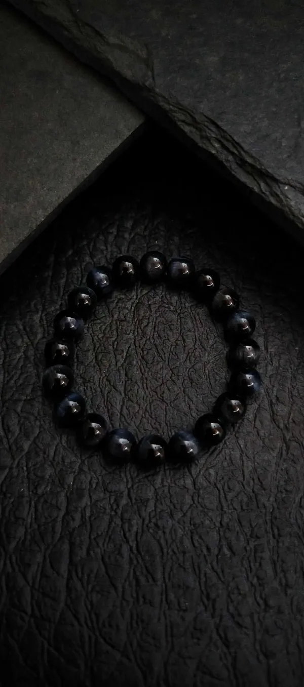 Pulseira Olho de Falcão Midnight 8mm | Elástica Unissex Minimalista SANSKULL - imagem 2