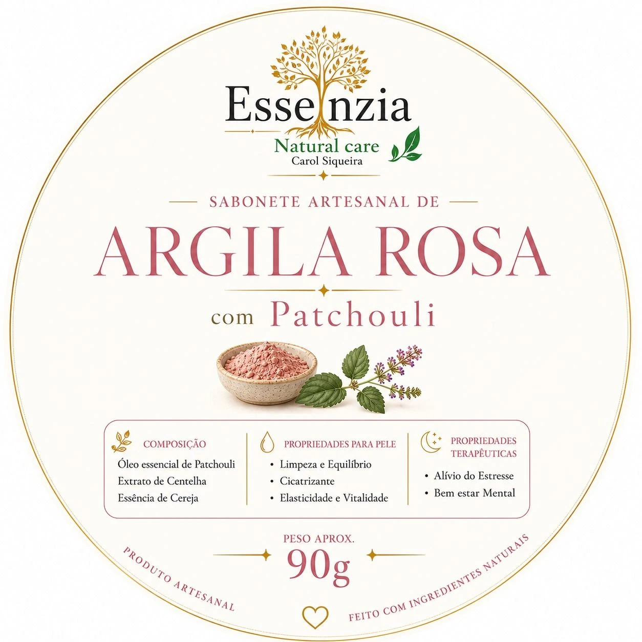 Sabonete de Argila Rosa com Patchouli  - 3