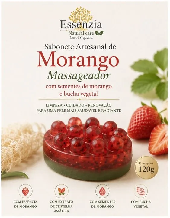 Sabonete Massageador Morango c/ bucha 