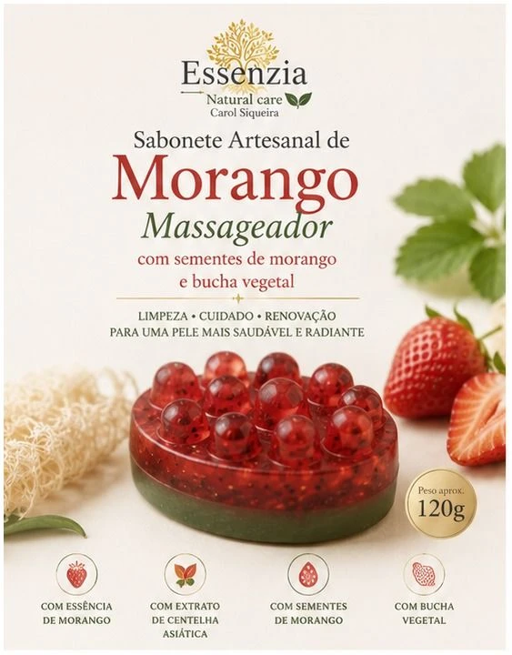 Sabonete Massageador Morango c/ bucha  - 1