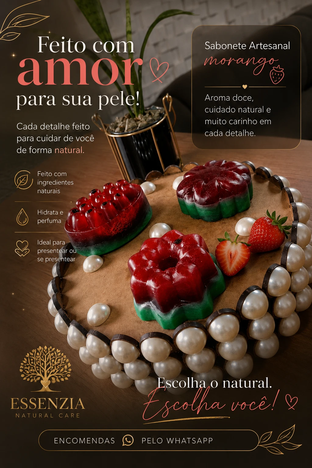 Sabonete Massageador Morango c/ bucha  - 2