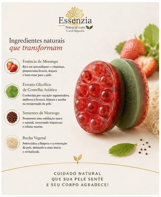Sabonete Massageador Morango c/ bucha  - 3
