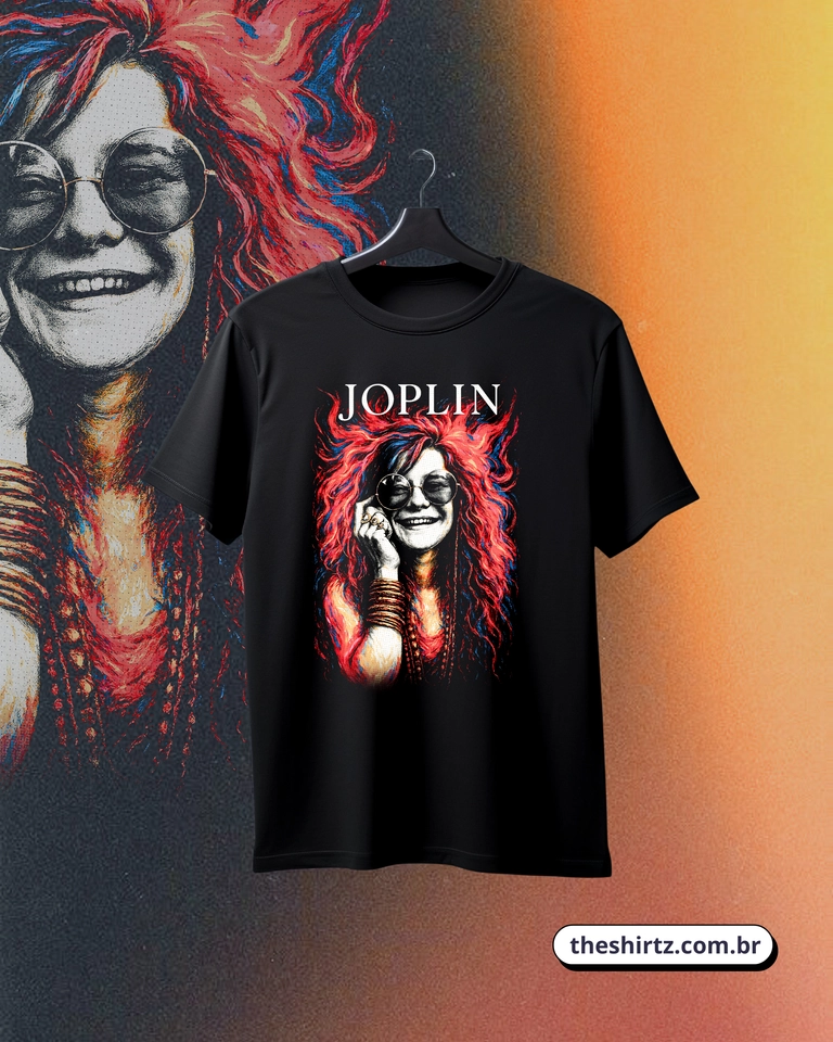 Camiseta Janis Joplin (DTF Halftone) - imagem 1