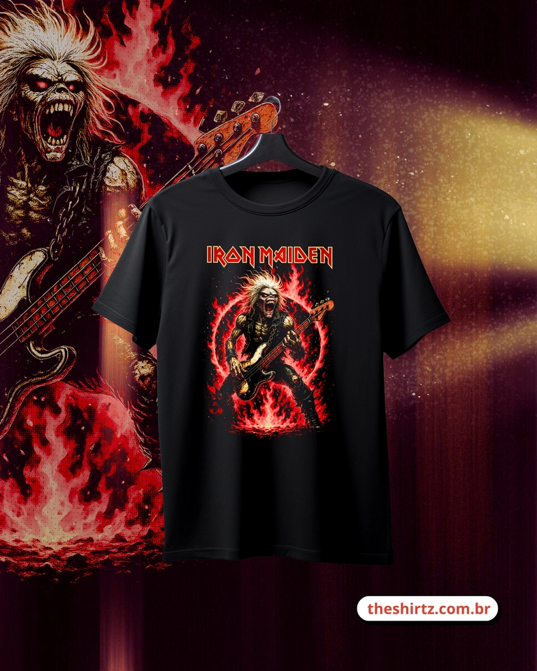 Camiseta Iron Maiden Guitar (DTF Halftone) - 1