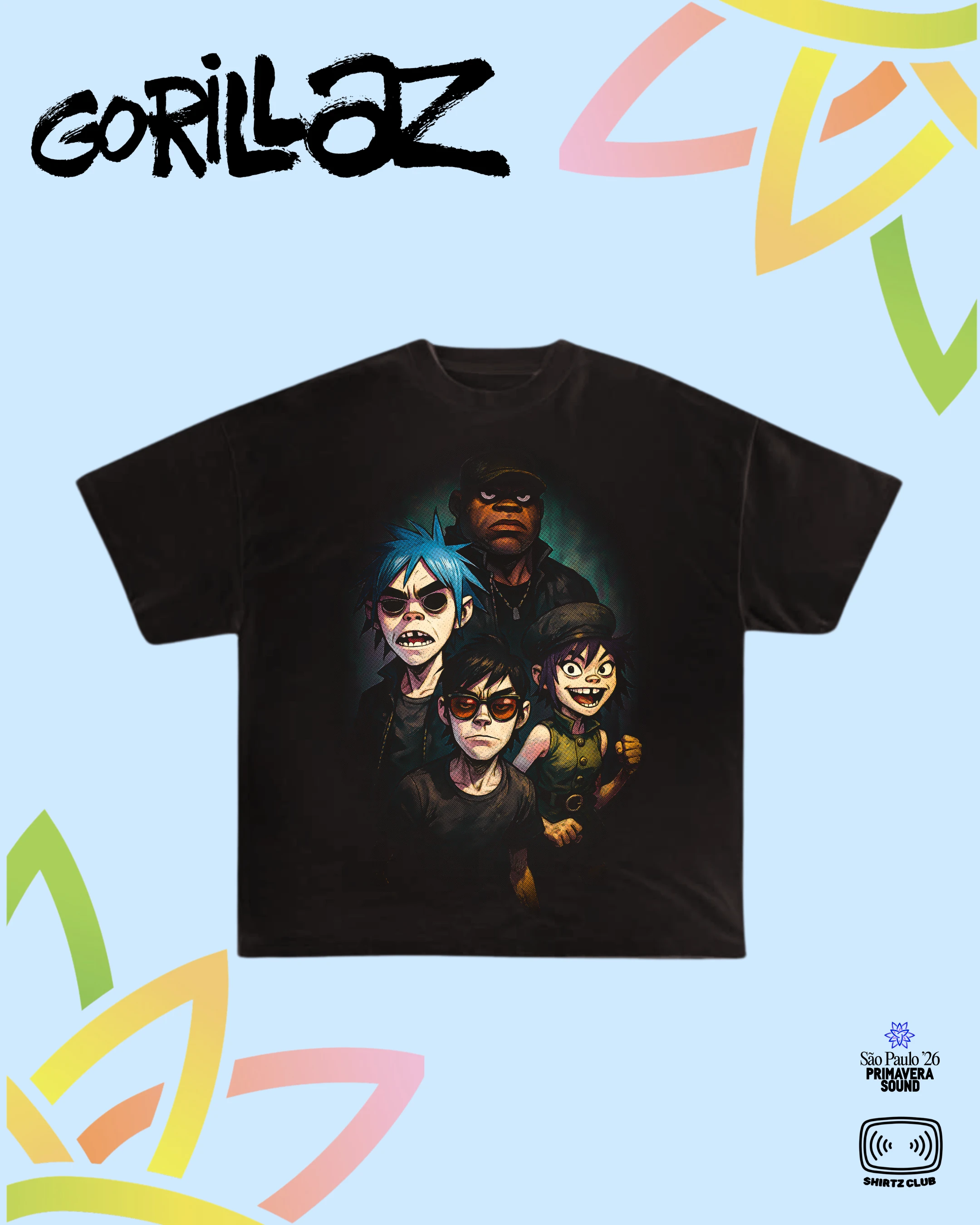 Camiseta Gorillaz | The Band in Color - 1