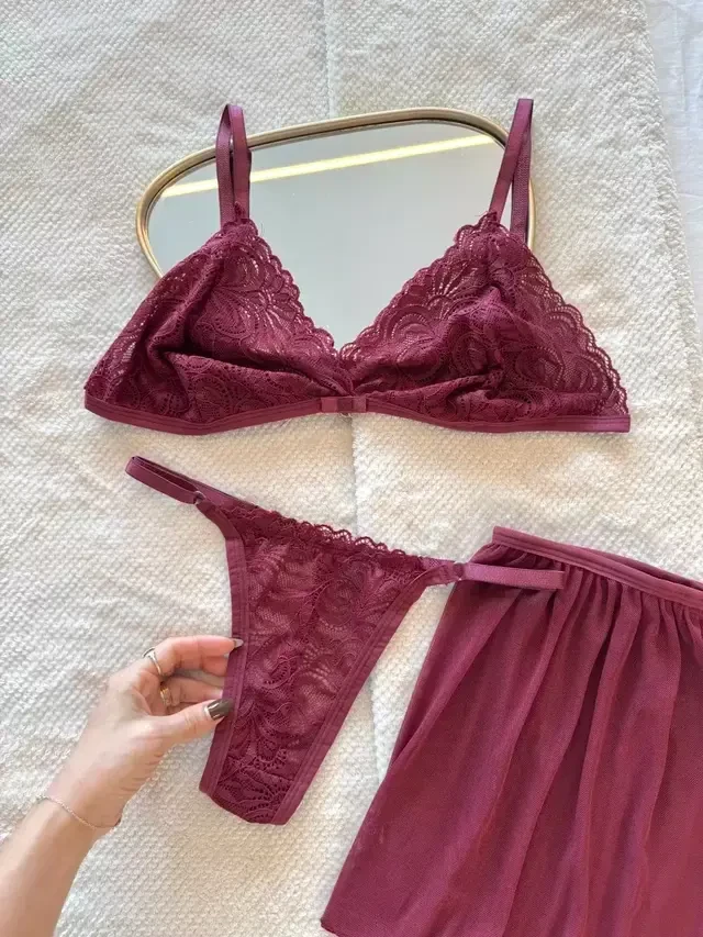 Conjunto Doce Sedução Vinho TAM G  - 5