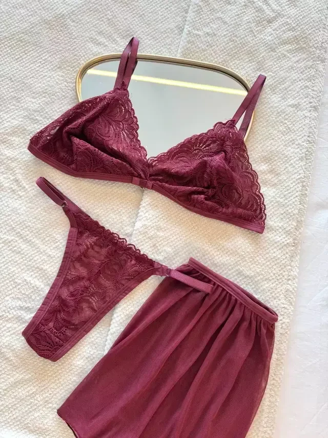 Conjunto Doce Sedução Vinho TAM G  - 2