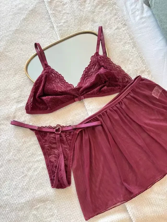 Conjunto Doce Sedução Vinho TAM G  - 4