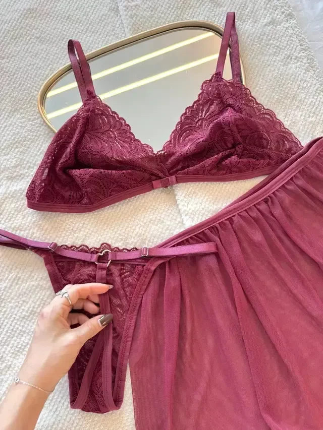 Conjunto Doce Sedução Vinho TAM G  - 3