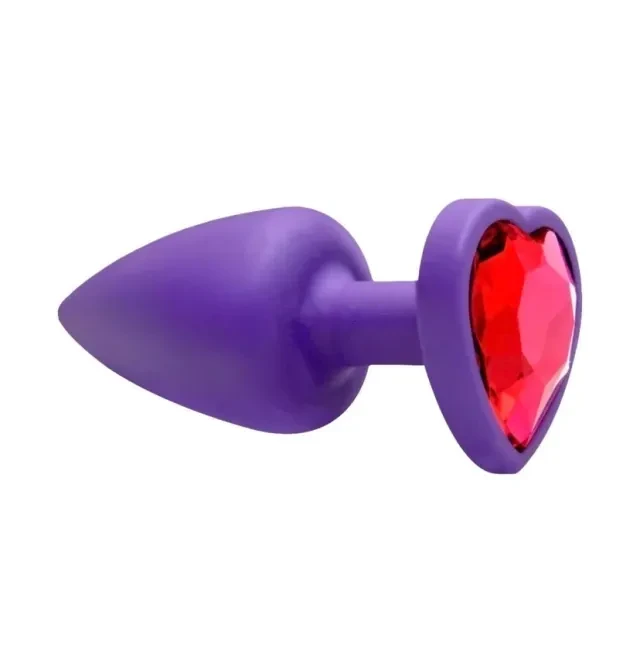 Plug P em ABS Roxo com Pedra Vermelha  - 1