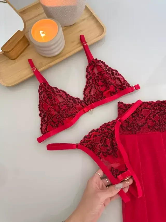Conjunto Beijo Quente Vermelho TAM P M e G  - 7