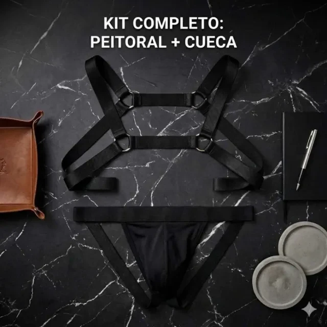 Kit Cueca Jockstrap + Harness Preto TAM Único  - 5