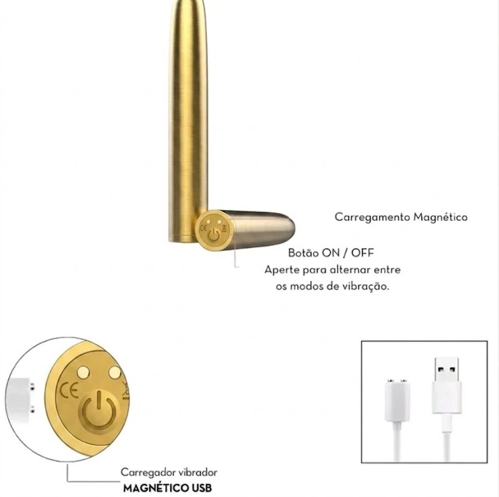 Vibrador Personal Recarregável Dourado  - 3