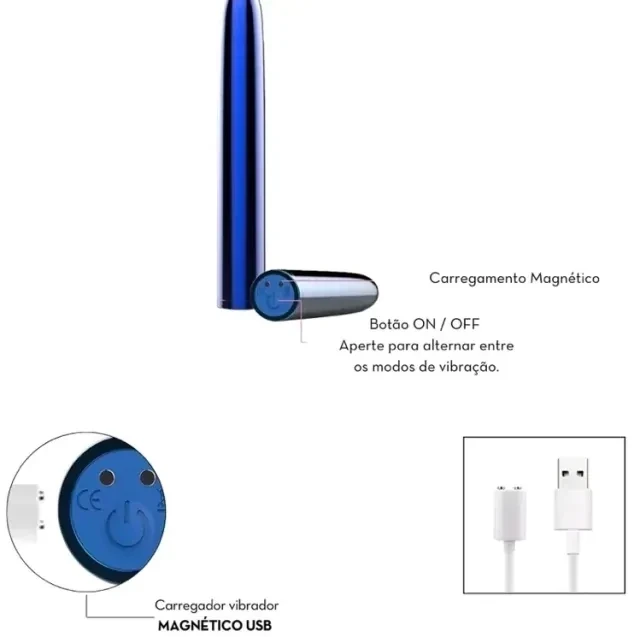 Vibrador Personal Recarregável Azul  - 3