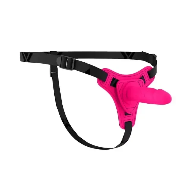 Cinta Peniana com Prótese 10x2,5 cm em Silicone Preta Pink  - 2