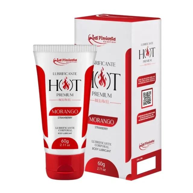 Lubrificante Beijável Hot Premium Morango 60g - 1