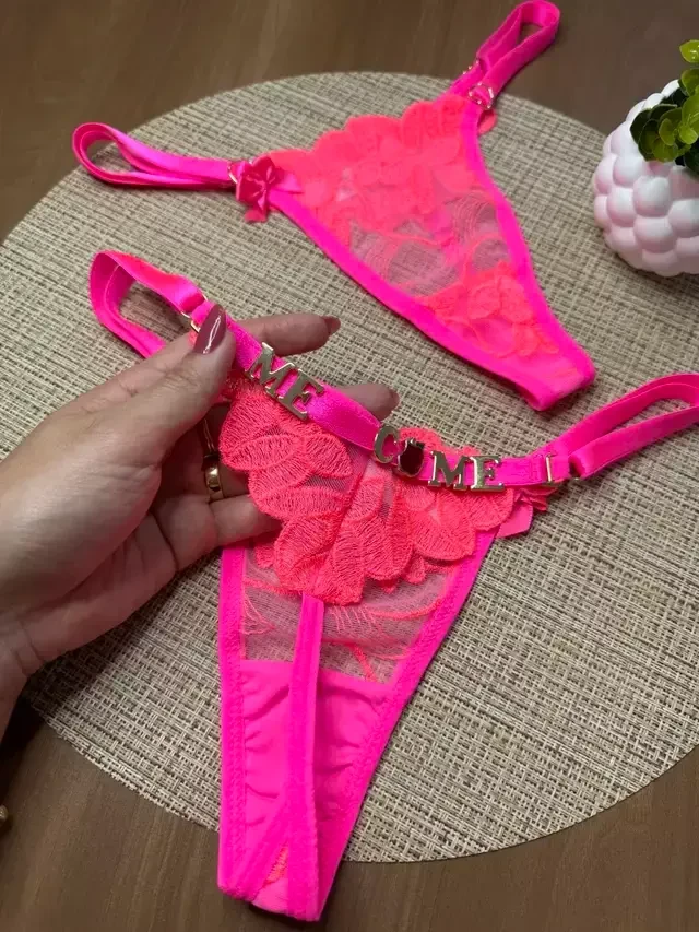 Calcinha Fio Pétala Personalizável Neon Regulável do P ao G - 1