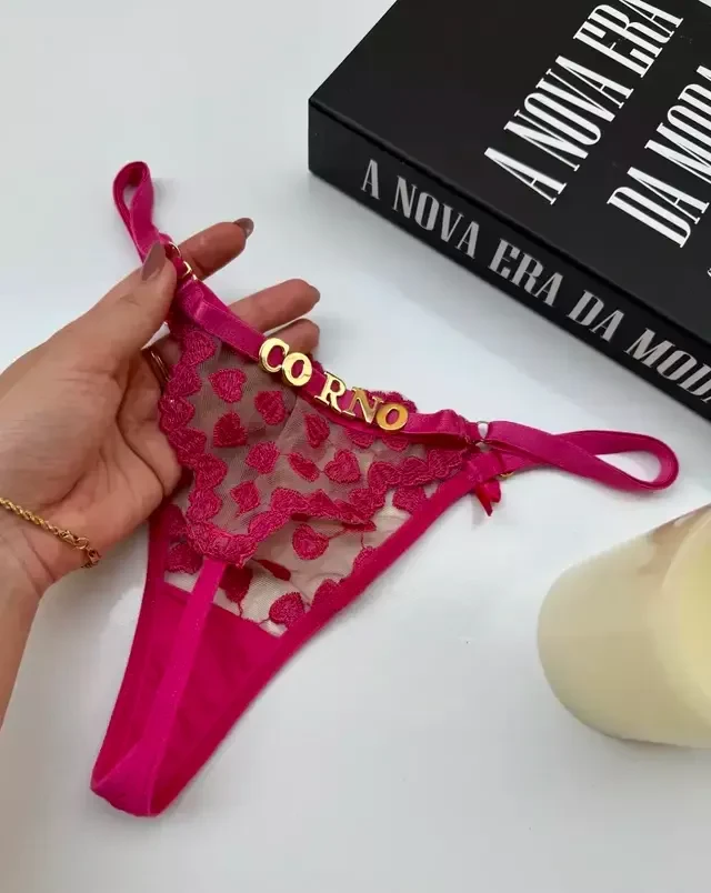 Calcinha Fio Borboleta Personalizável Vermelha Regulável do P ao G - 1